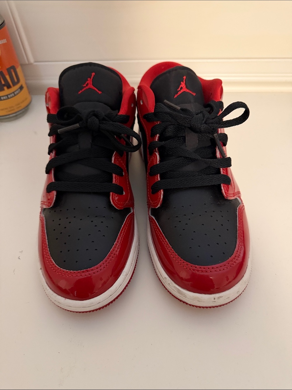 Jordan Kids Red and Black Low-Top Sneakers